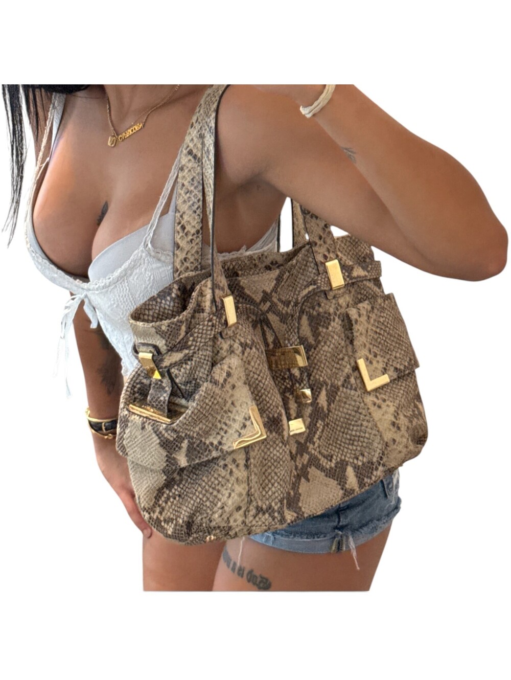 MICHAEL Michael Kors Snakeskin Embossed Leather Tote